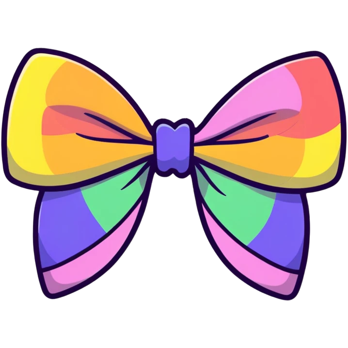 pastel rainbow striped bow with sparkles emoji