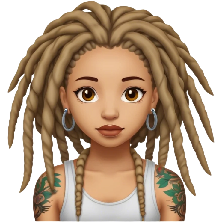 a light skin girl with locs and tattoos emoji