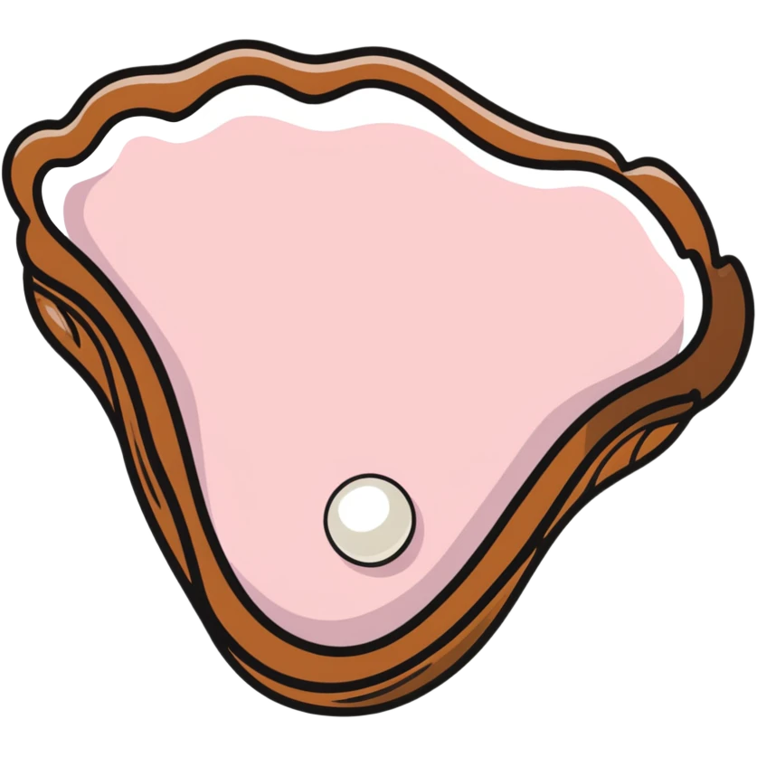 Realistic Brown shelled oyster with pink flesh inside and white pearl emoji