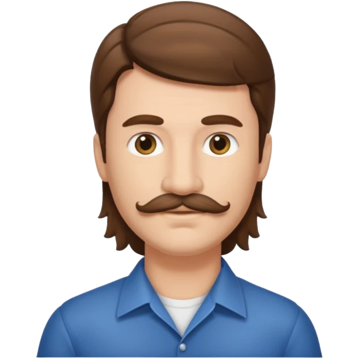 make a mullet man emoji with brown hair and mustache emoji