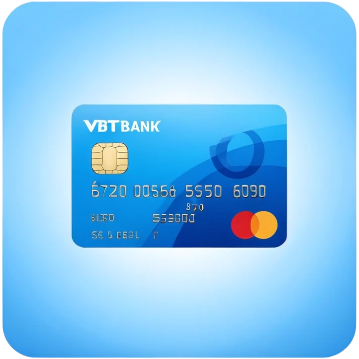 Create a set of emojis in a unified, minimalist, modern style using VTB Bank’s brand colors — shades of blue and light blue. Emojis must have a transparent background and be clearly visible at small sizes (like in Telegram): Bank card emoji