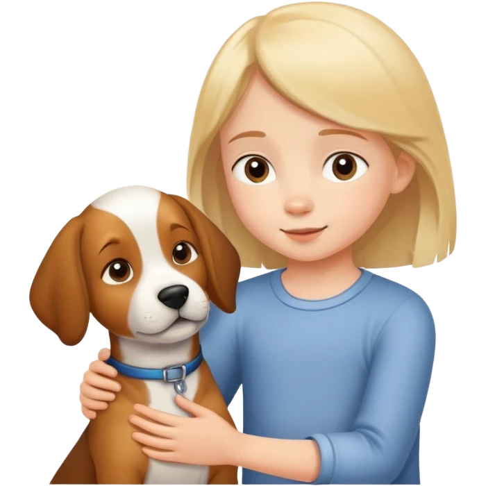 child gently petting a dog or cat, kind and friendly emoji