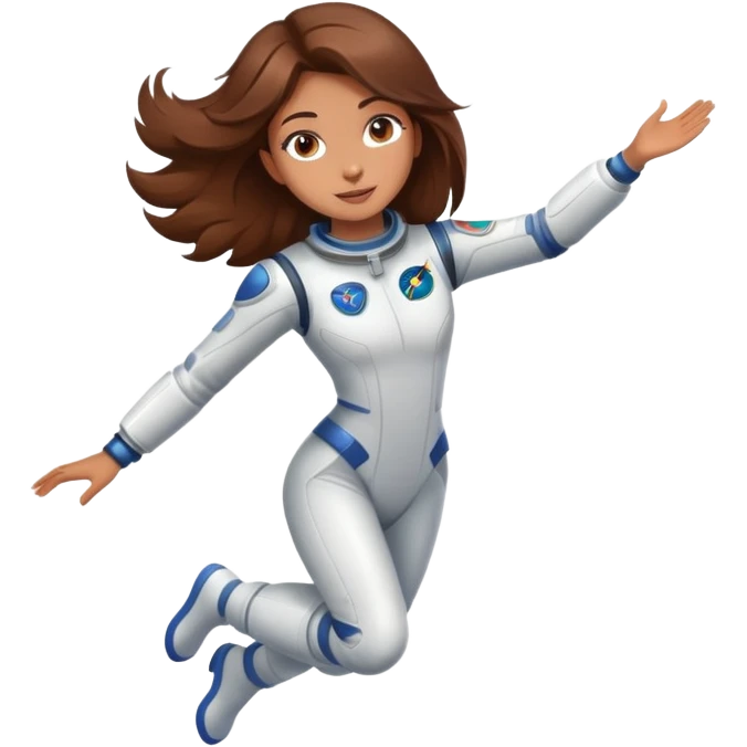 beautiful brown hair girl flying to space emoji
