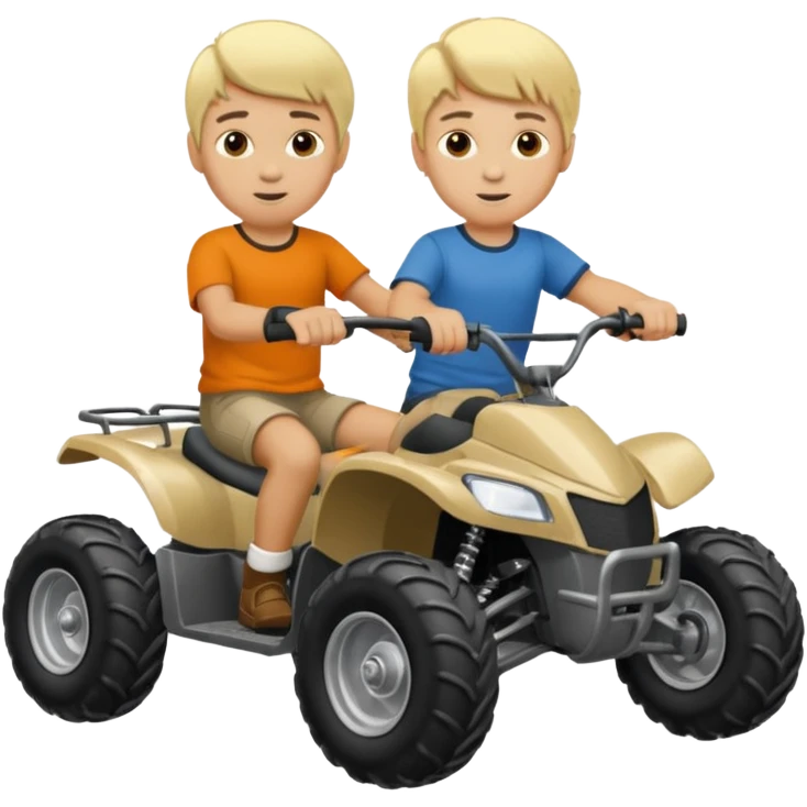 Can you make 2 blonde boys kids riding four wheelers emoji