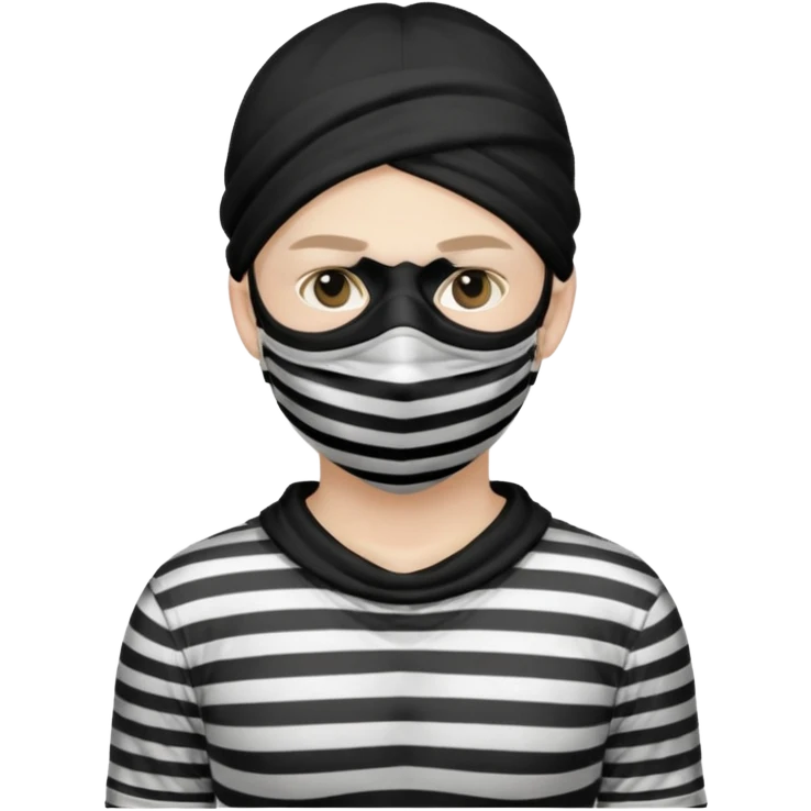 thief, with stripped shirt, facemask, thief mask. emoji