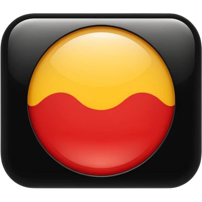 A wawy black and red rectangle with medium sized yellow circle in the middle emoji