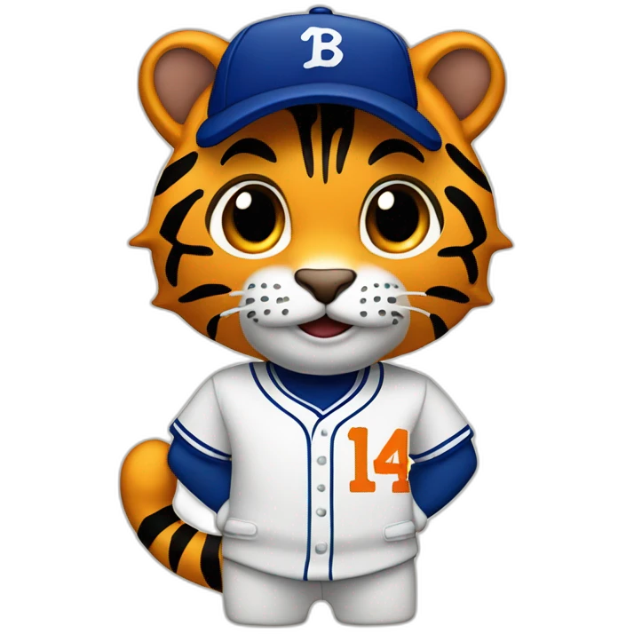 Tigre con camiseta de beisbol y la letra L emoji