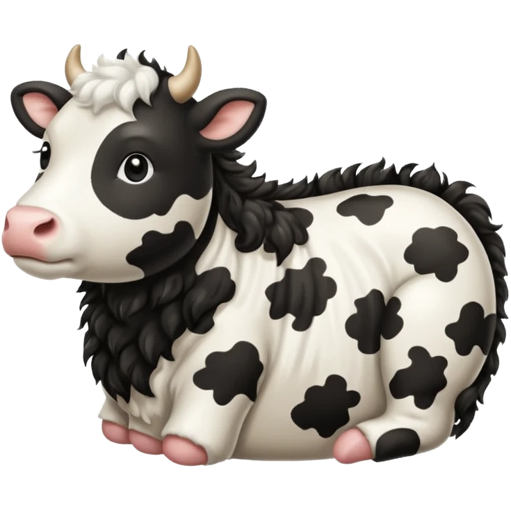 realistic white and black spotted cow tail, fluffy texture, slight curl at the end, soft shading, no background, transparent PNG style, emoji aesthetic emoji
