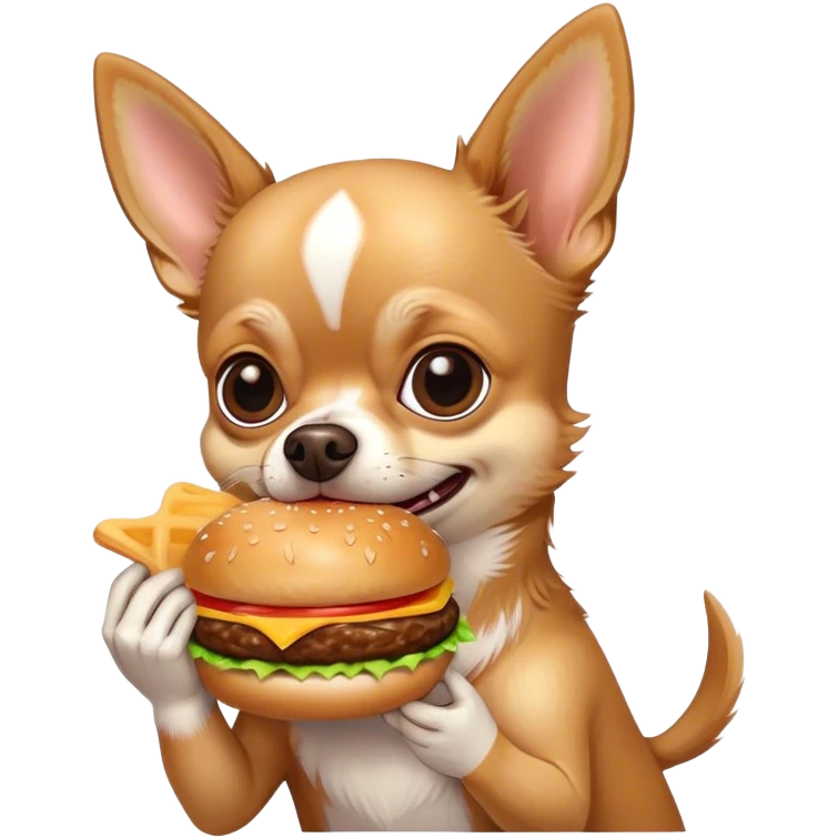 Perro chihuahua comiendo una hamburguesa  emoji