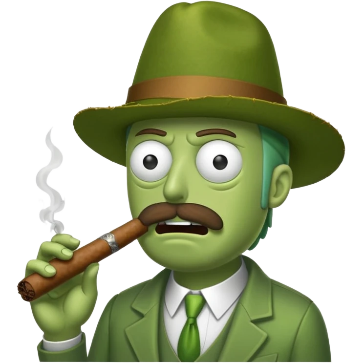 Pickle Rick smoking a cigar emoji