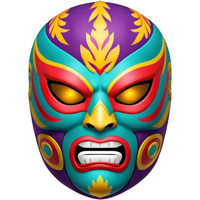 colorful sinister luchador mask with menacing expression emoji