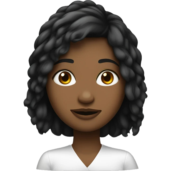 Mulher com franja curta e cabelo preto e liso emoji