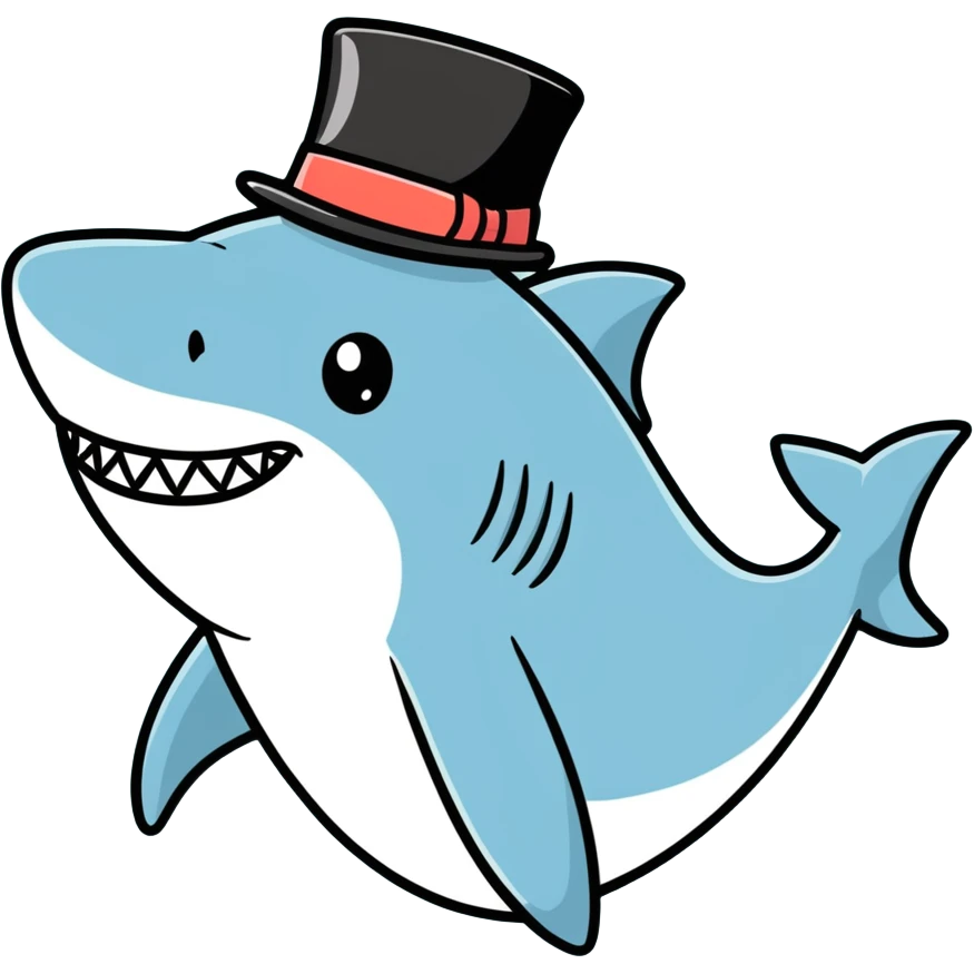 Shark with a top hat emoji