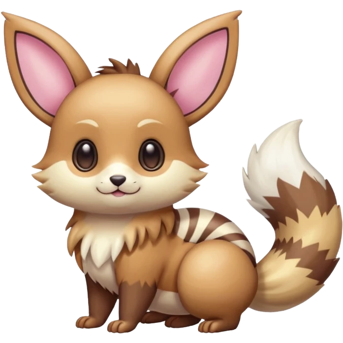 Kawaii Shiny Colorful Pastel Furret-Eevee-fusion Full Body emoji