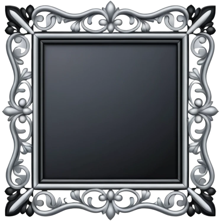 Black and silver filigree Frame, 3D, extremely detailed design emoji
