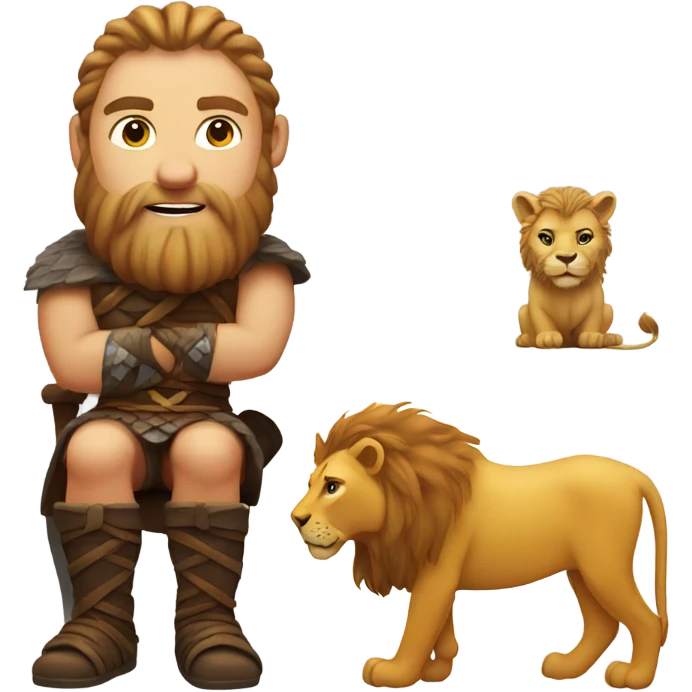Viking sitting on a lion cub emoji