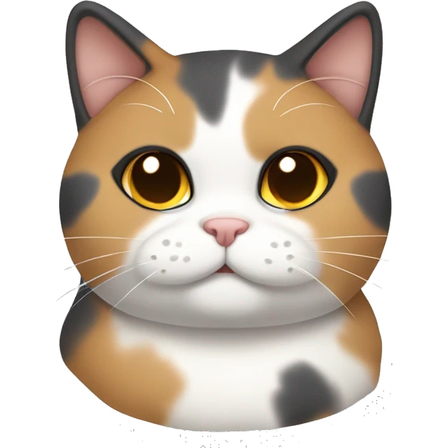 a chubby calico cat with tan, grey, and white markings emoji