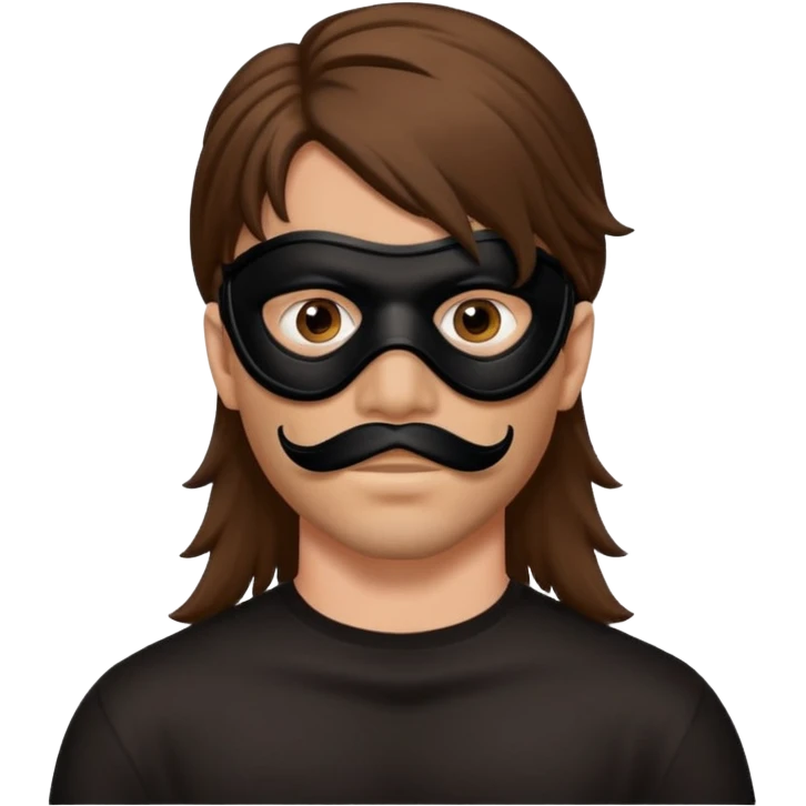 A guy with a brown mullet and a black mask over his mouth and nose emoji