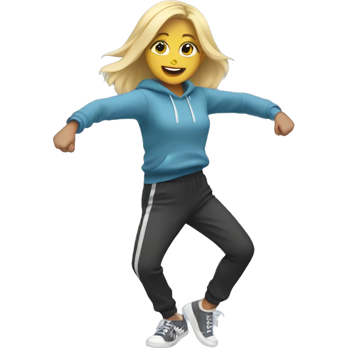 blonde girl dancing in sweatpants  emoji