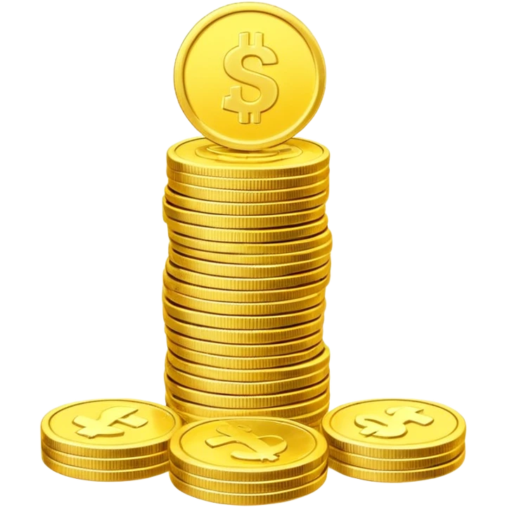 Prompt 2: "you’ve sacrificed and saved…"
Graphic: 💰 Coin stack (white) with top coin glowing yellow.
Animation: Coins stack up, top coin pulses.
Background: Transparent.
 emoji