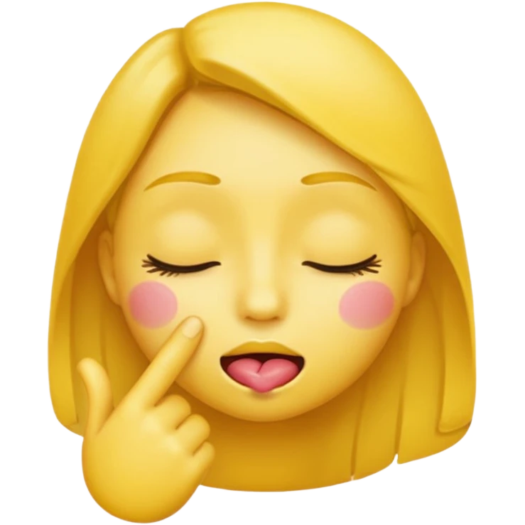 yellow emoji with one finger on lips and closed eyes  emoji