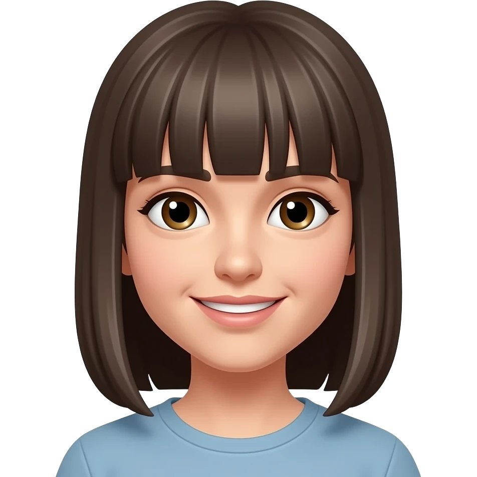 straight hair with bangs on the front oculi emoji