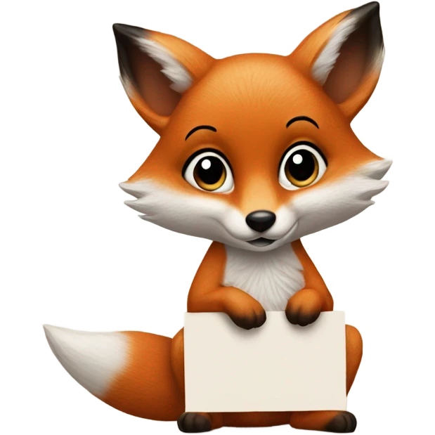 Detailled and photorealistic Baby fox with a blank sign emoji