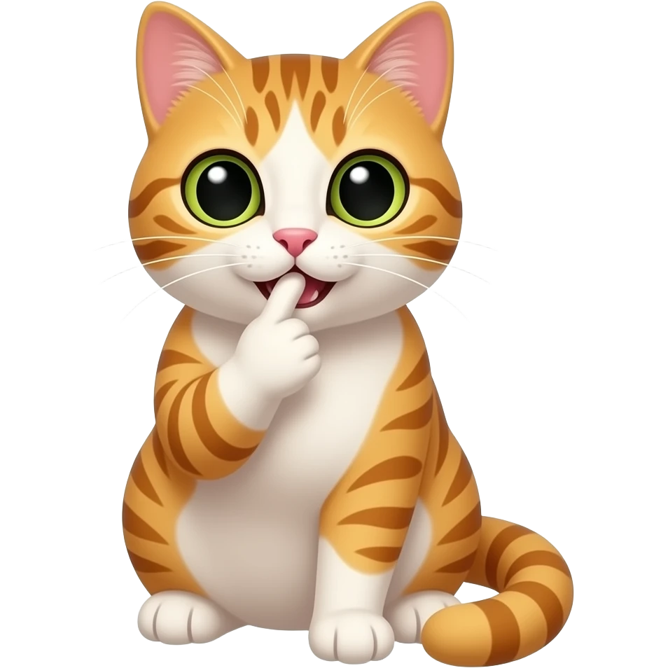Cat must put finger in mouth like this emoji