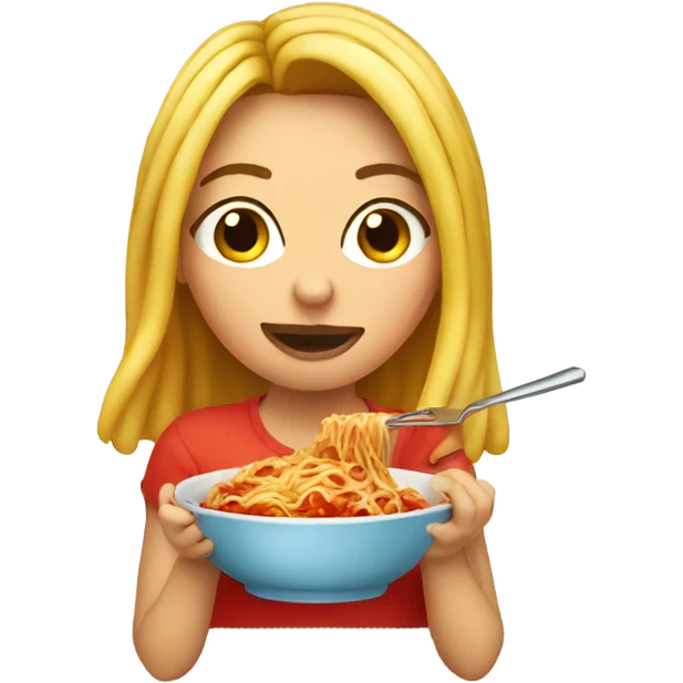 Pretty girl eating spaghetti  emoji