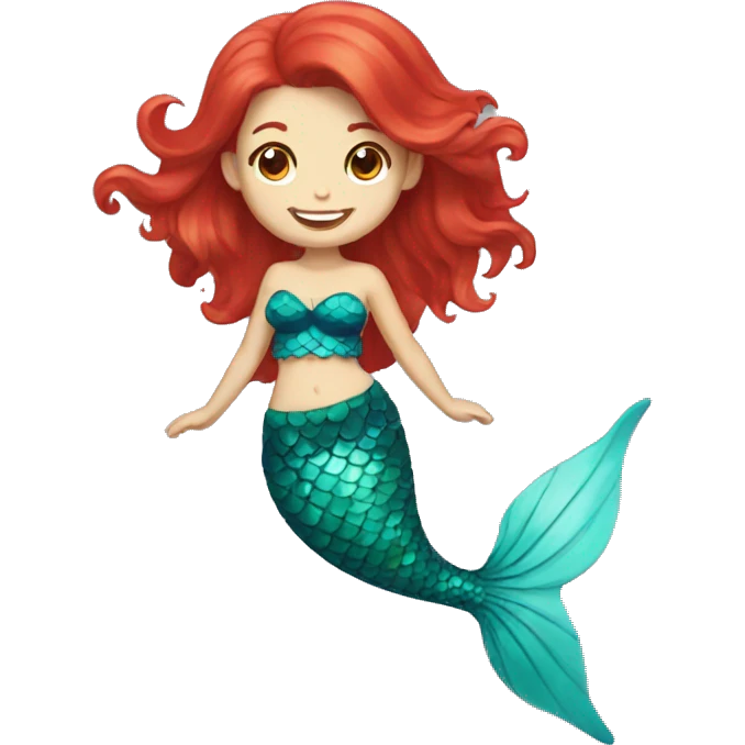 mermaid with red hair smiling emoji