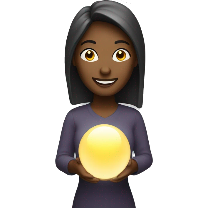 woman happy holding a modern lamp  emoji
