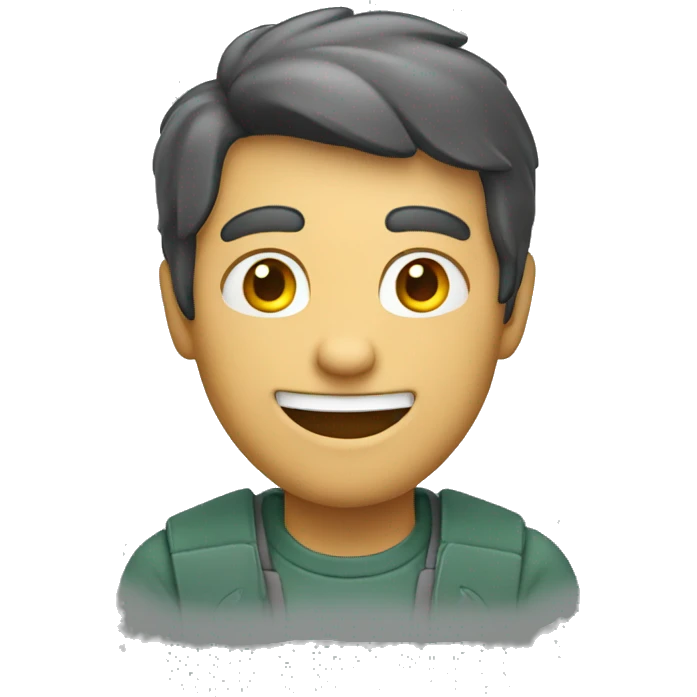 A man with a grin holding up his fingers emoji