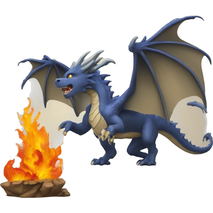 un dragon qui ce bat contre un lion qui crache du feu sur un loup emoji