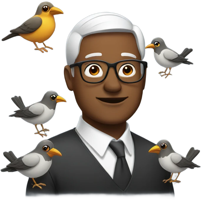 man wearing glasses with birds emoji