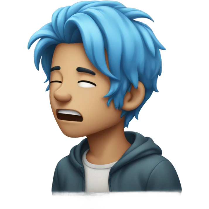 Sneezing boy with blue hair  emoji