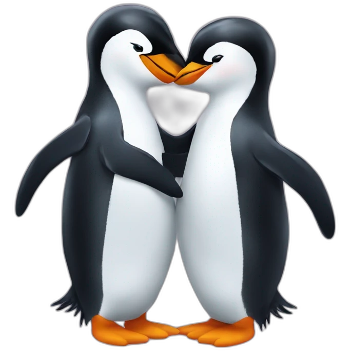 two penguins hugging and holding socks emoji