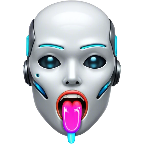 cyberpunk style neon shows tongue emoji