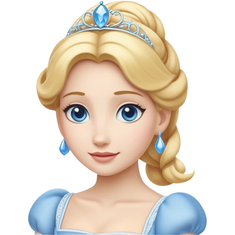 Cinematic Elegant Cinderella Portrait Emoji, Graceful and poised in her classic maid attire, golden locks cascading softly, bright blue eyes full of hope, a gentle glow of kindness and determination, delicate and humble yet undeniably beautiful, evoking the moment before her magical transformation, pure enchantment in her gaze! emoji