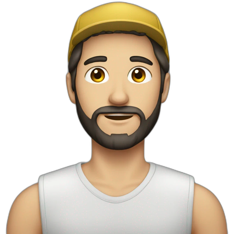 young dark-haired white man with a cap and beard emoji
