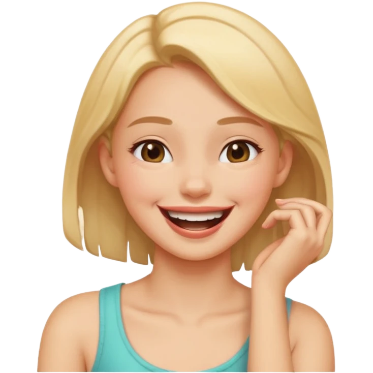 girl laughing cross grabbing neck emoji