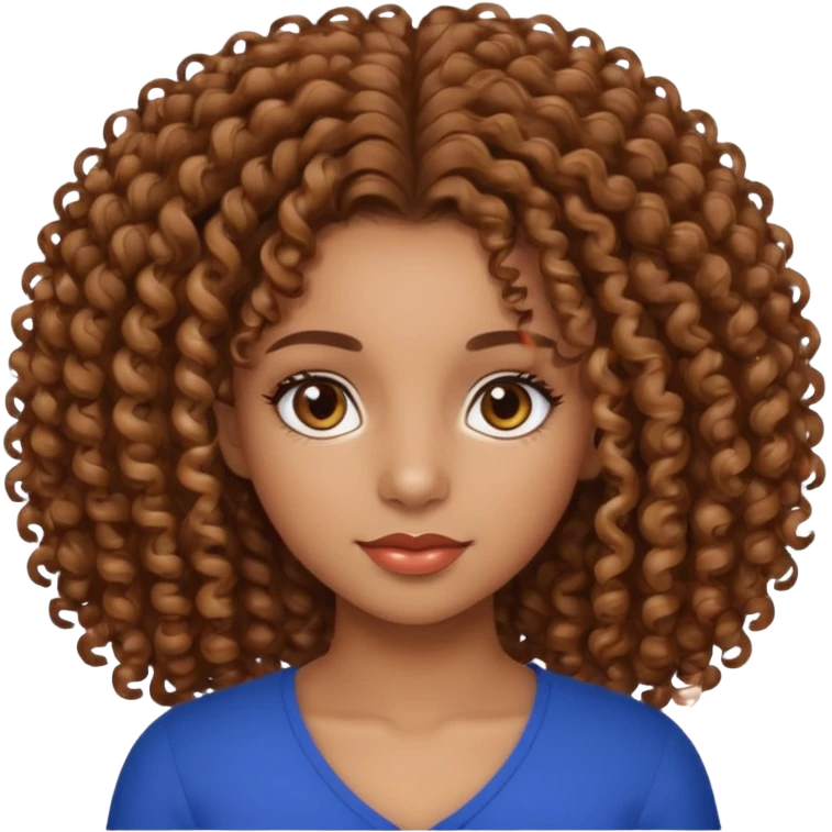 Beautiful Haitian and Puerto Rican girl with light brown skin and medium length curly very curly hair and beautiful hazel eyes emoji