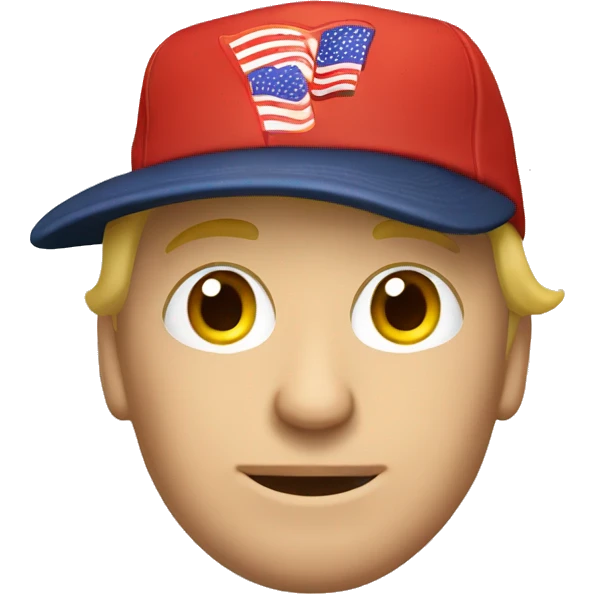 Caucasian man wearing Donald trump hat emoji