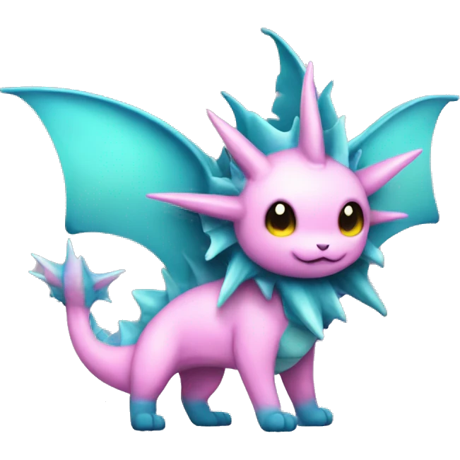 Pink Edgy Vaporeon dragon With Fins and spikes full body emoji