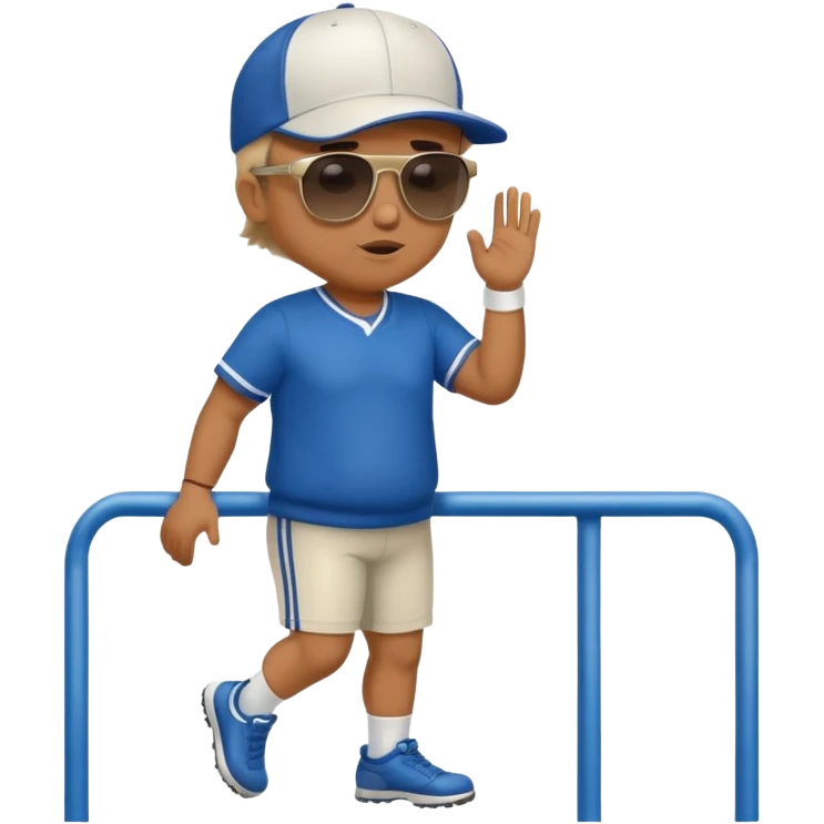 stocky man watching a track meet full length emoji