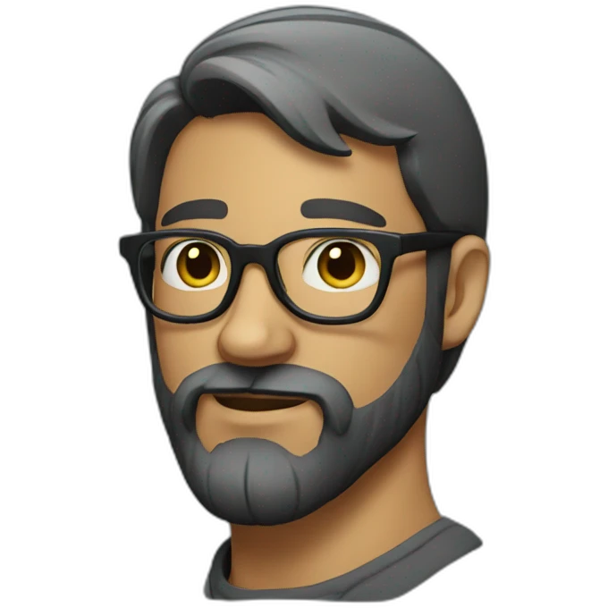 man with beard and ponytail glasses emoji