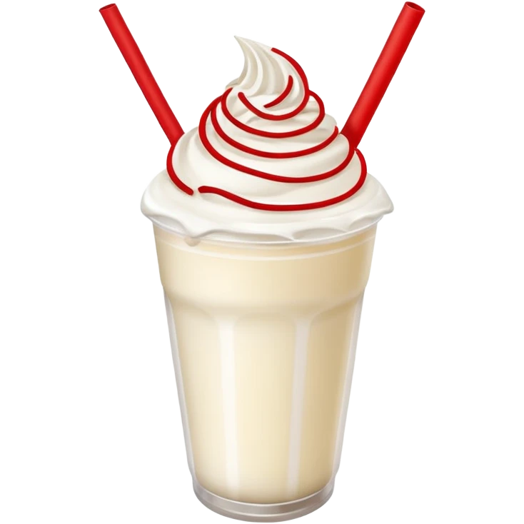 milkshake in plastic cup with whipped cream and red straw on top emoji