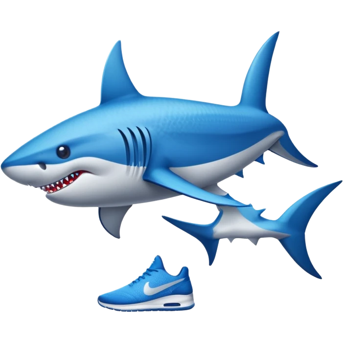 Hazme un tiburón con zapatos de Nike azules emoji