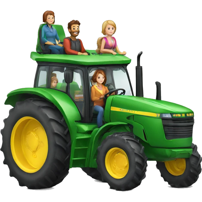group of 4 people driving giant tractor emoji