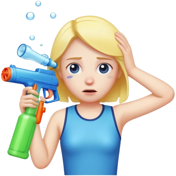 sad face with water gun to head emoji