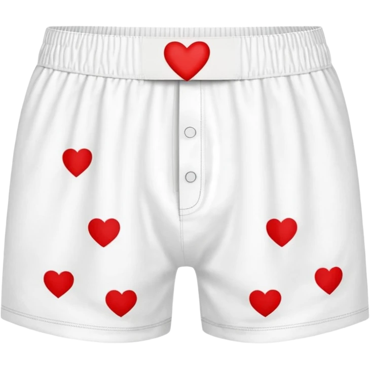 white men's boxer shorts with red heart print emoji